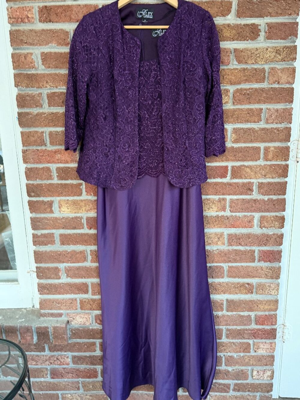 Alex Evenings * 2 Piece Outfit / Dress * Purple * Shimmer Sparkle * Size 12